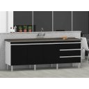 Ver imagem 3 de Gabinete de Cozinha 1,74 m em MDF Espaço Amplo e Estiloso:Preto