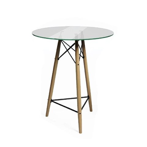 Mesa Eames Eiffel Bistrô de Madeira 60cm Vidro
