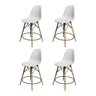 Kit 4 Banquetas Eames Eiffel de Madeira Assento Branco - 1