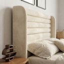 Ver imagem 6 de Cabeceira Estofada para Cama Box Queen Sasha 160cm Moderna Suede Bege Claro - Desk Design
