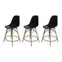Ver imagem 1 de Kit 3 Banquetas Eames Eiffel de Madeira Assento Preto