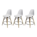 Ver imagem 1 de Kit 3 Banquetas Eames Eiffel de Madeira Assento Branco