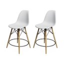 Ver imagem 1 de Kit 2 Banquetas Eames Eiffel de Madeira Assento Branco