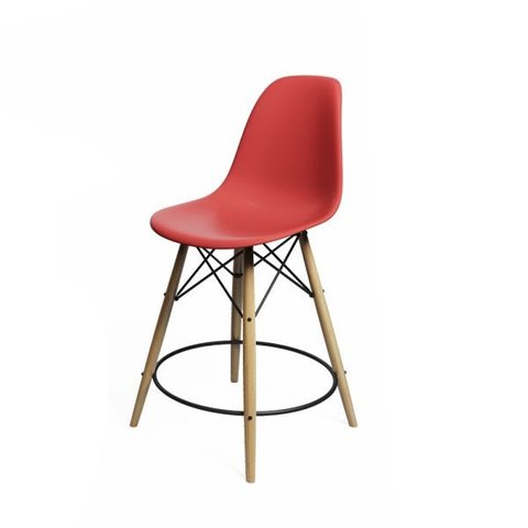 Banqueta Eames Eiffel de Madeira Assento Vermelho