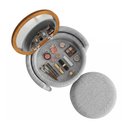 Ver imagem 5 de Kit Puff Penteadeira Vega com Espelho e Puff Menor Boucle Premium Feminino Maquiagem Quarto - Cinza