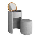 Ver imagem 6 de Kit Puff Penteadeira Vega com Espelho e Puff Menor Boucle Premium Feminino Maquiagem Quarto - Cinza