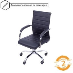 Cadeira de Escritório Florença Giratória - Base Cromada - Cor Preto - - 31089 - 4