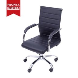 Cadeira de Escritório Florença Giratória - Base Cromada - Cor Preto - - 31089 - 3
