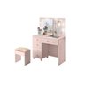 Penteadeira Camarim Lara 5 Gavetas 100% Mdf com Banqueta Camarim- 0.97M Rosa:Rosa - 2