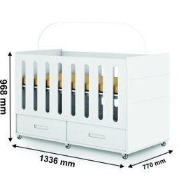 Quarto Infantil Bebe Berço e Roupeiro Domique Branco Acetinado Planet Bbay - 4