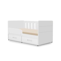 Quarto Infantil Bebe Berço e Roupeiro Domique Branco Acetinado Planet Bbay - 3
