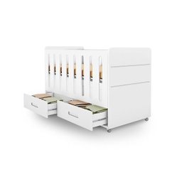 Quarto Infantil Bebe Berço e Roupeiro Domique Branco Acetinado Planet Bbay - 8