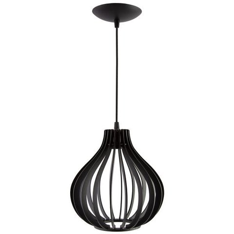 Luminária Pendente Madeira Gota 25cm E27 Sala Decoração Preto