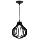 Ver imagem 1 de Luminária Pendente Madeira Gota 25cm E27 Sala Decoração Preto