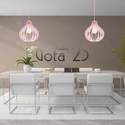 Luminária Pendente Madeira Gota 25cm e27 Sala Decoração Rosa Claro - 4
