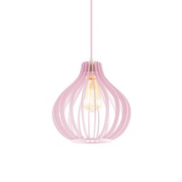 Luminária Pendente Madeira Gota 25cm e27 Sala Decoração Rosa Claro - 3