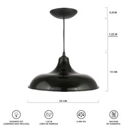 Luminária Pendente Orbital Decorativo E27 Plástico Cozinha Preto - 6
