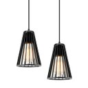 Ver imagem 3 de Luminária Pendente Duplo Madeira Koni 20cm Cr Soquete E27 Preto