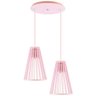 Luminária Pendente Duplo Madeira Koni 20cm CR Soquete E27 Rosa Claro - 1