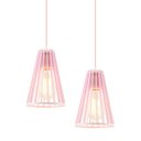 Ver imagem 3 de Luminária Pendente Duplo Madeira Koni 20cm CR Soquete E27 Rosa Claro