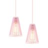 Luminária Pendente Duplo Madeira Koni 20cm CR Soquete E27 Rosa Claro - 3