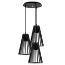 Ver imagem 1 de Luminária Pendente Triplo Madeira Koni 20cm Cr Soquete E27 Preto