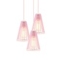 Ver imagem 3 de Luminária Pendente Triplo Madeira Koni 20cm CR Soquete E27 Rosa Claro
