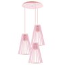 Luminária Pendente Triplo Madeira Koni 20cm CR Soquete E27 Rosa Claro - 1
