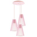 Ver imagem 1 de Luminária Pendente Triplo Madeira Koni 20cm CR Soquete E27 Rosa Claro