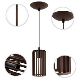 Luminária Pendente Madeira Paladio P e27 Sala Mesa Jantar Marrom - 5