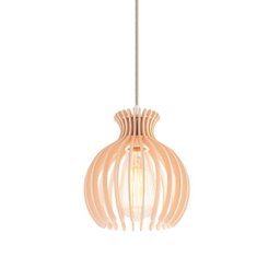 Luminária Pendente Madeira Nacar 18cm Soquete E27 Sala Pessego - 3