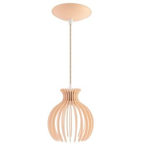 Luminária Pendente Madeira Nacar 18cm Soquete E27 Sala Pessego