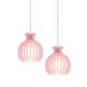 Luminária Pendente Duplo Madeira Nacar 18cm CR Soquete E27 Rosa Claro - 3