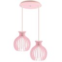 Ver imagem 1 de Luminária Pendente Duplo Madeira Nacar 18cm CR Soquete E27 Rosa Claro