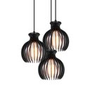 Ver imagem 3 de Luminária Pendente Triplo Madeira Nacar 18cm Cr Soquete E27 Preto