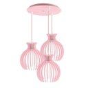 Ver imagem 1 de Luminária Pendente Triplo Madeira Nacar 18cm CR Soquete E27 Rosa Claro