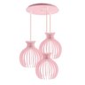 Luminária Pendente Triplo Madeira Nacar 18cm CR Soquete E27 Rosa Claro - 1
