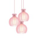 Ver imagem 3 de Luminária Pendente Triplo Madeira Nacar 18cm CR Soquete E27 Rosa Claro