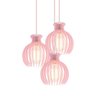 Luminária Pendente Triplo Madeira Nacar 18cm CR Soquete E27 Rosa Claro - 3