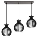 Ver imagem 1 de Luminária Pendente Triplo Madeira Nacar 18cm Cq Soquete E27 Preto