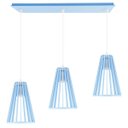 Ver imagem 1 de Luminária Pendente Triplo Madeira Koni 20cm CQ Soquete E27 Azul Claro