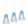 Luminária Pendente Triplo Madeira Koni 20cm CQ Soquete E27 Azul Claro - 3