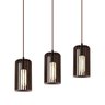 Luminária Pendente Triplo Madeira Paladio CQ Sala Jantar E27 Marrom - 3