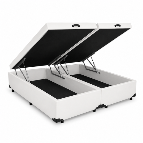 Cama Box Baú Queen 158 Bipartido Branco