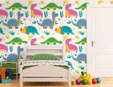 Ver imagem 1 de Papel de Parede Infantil - Dinossauros Coloridos Arte Destaque 3 Metros