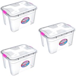 Kit com 3 Caixas Organizadoras Multiuso Transparente 12l – Organização e Praticidade - 1