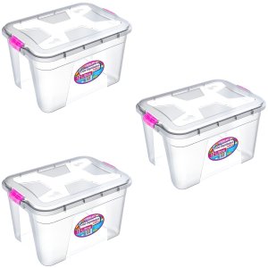 Kit com 3 Caixas Organizadoras Multiuso Transparente 12l – Organização e Praticidade