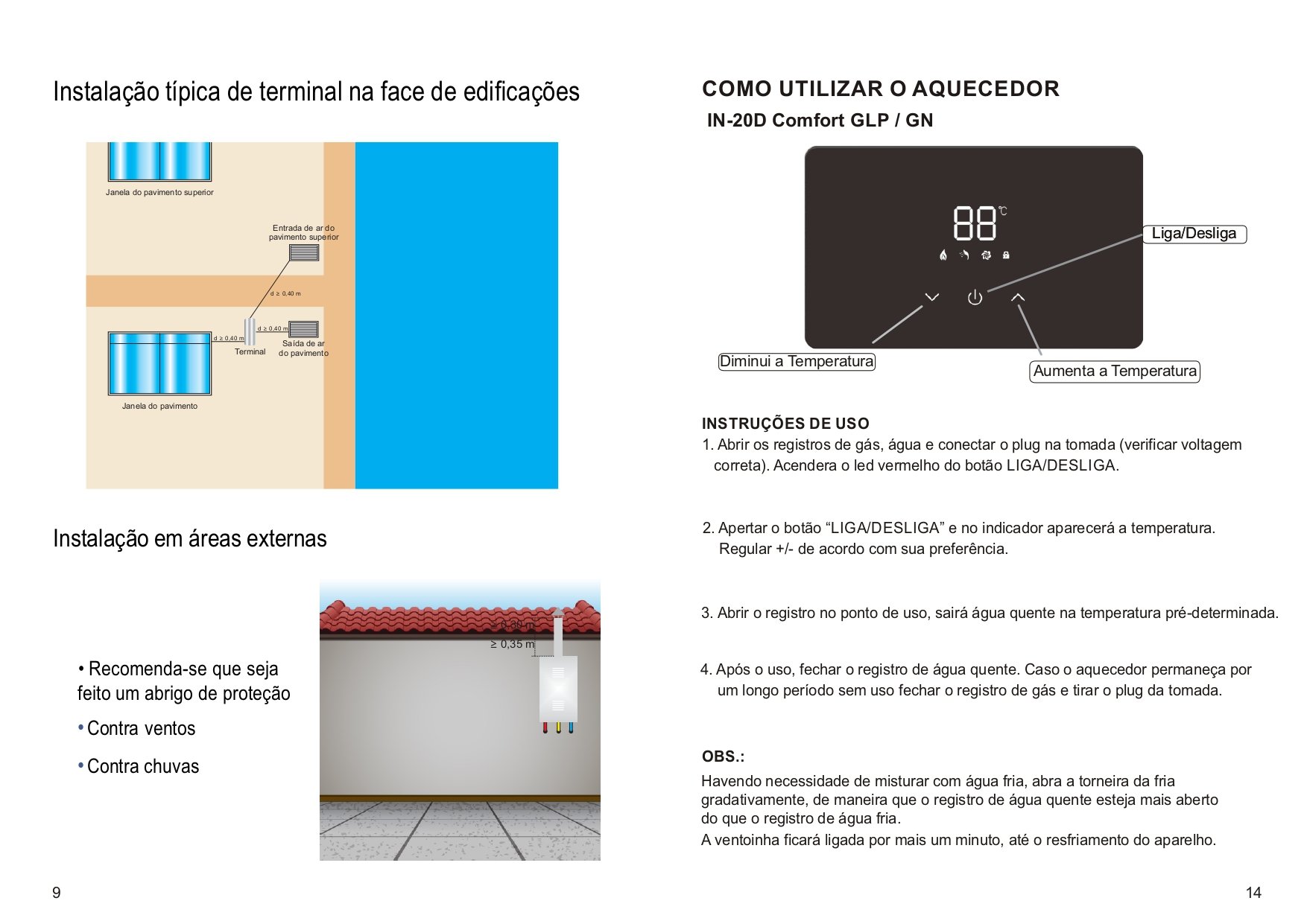 Aquecedor a Gas Linha Digital In 20d Gn - Inova - 13