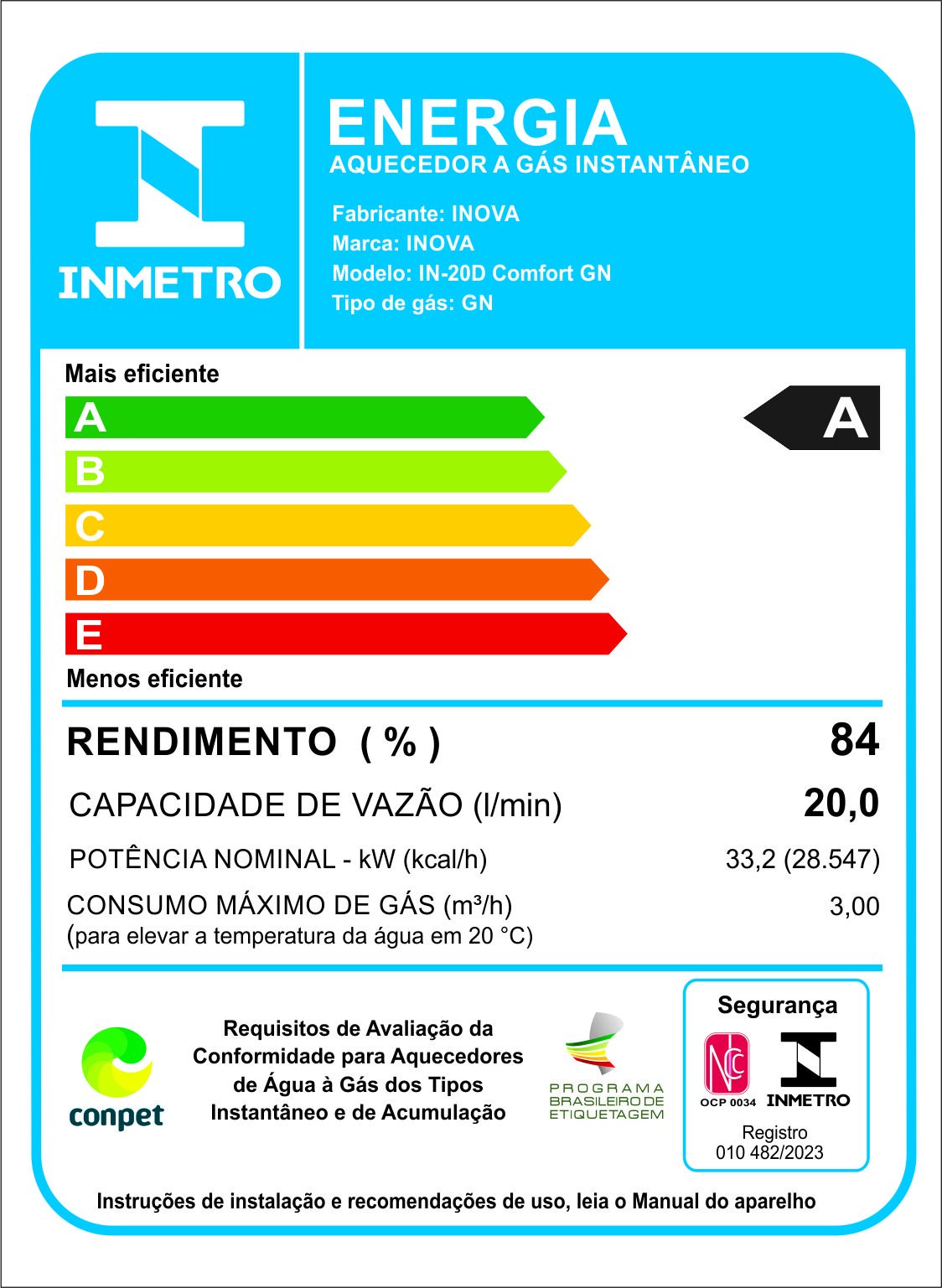 Aquecedor a Gas Linha Digital In 20d Gn - Inova - 2