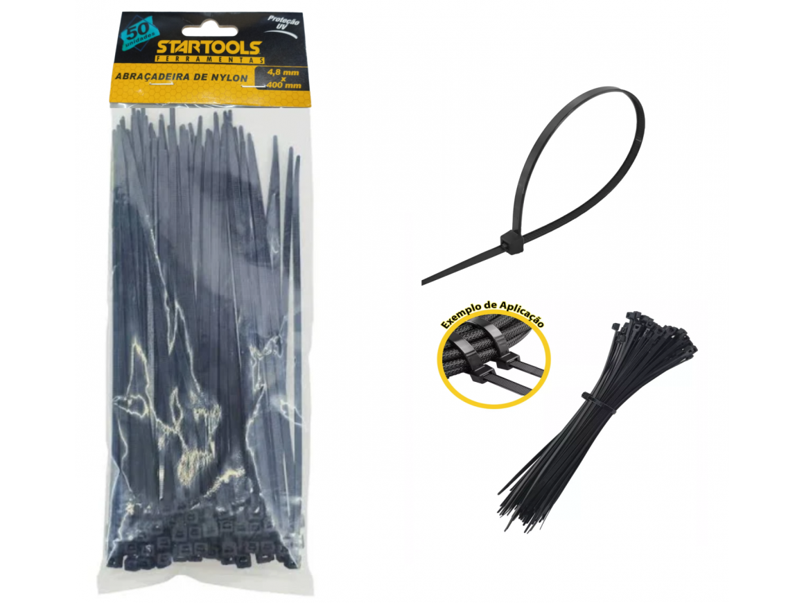 Abraçadeira de Nylon Enforca Gato 4,8 X 400 Mm com 50 Pcs Ar0565 - 2